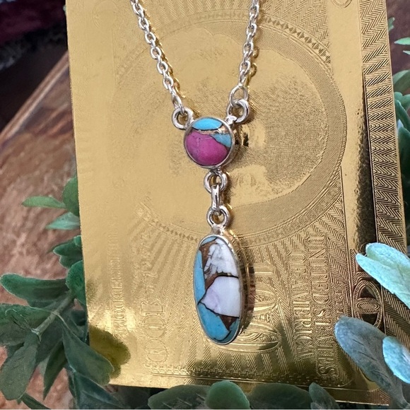 SOLD ON FB New Cotton Candy 16” to 18” Turquoise Necklace - Picture 5 of 8